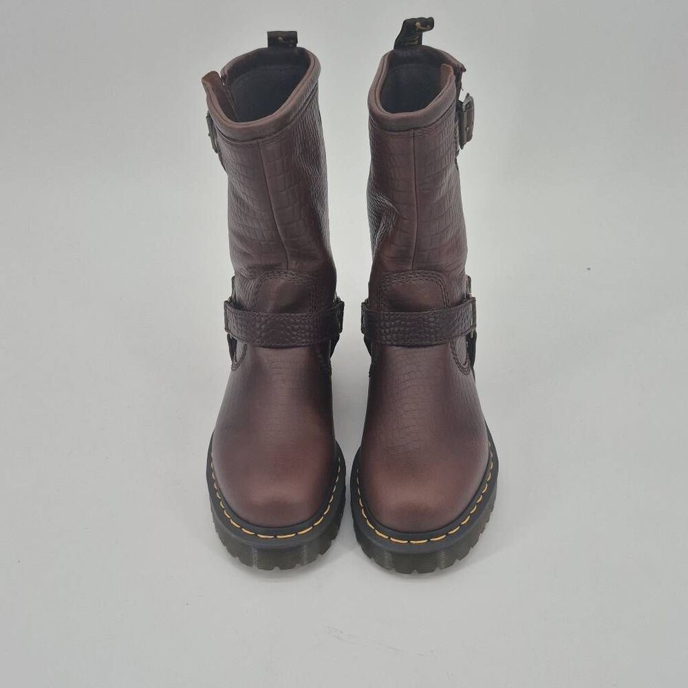 Dr Martens Anistone Hi Tall Pull On Biker Boots Women's Size 8 - Picture 2 of 7